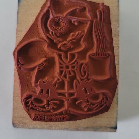 1996 Rubber Stampede Rubber Stamp Bedtime Tweety Bird Wearing Sylvester Slippers - Picture 11 of 11